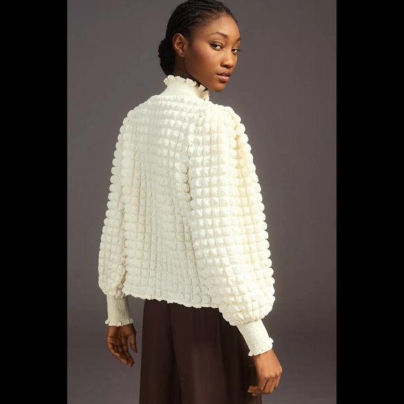 Anthropologie Endless Rose Textured Puff-Sleeve Blouse - Picture 4 of 16